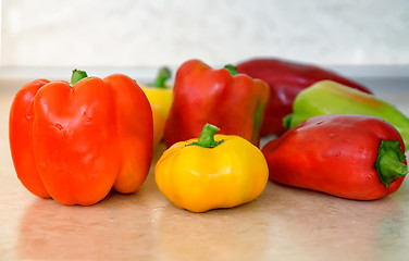 Image showing Red , yellow and green pepper bell pepper.