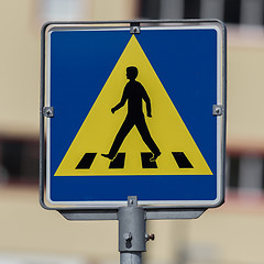 Image showing Vintage pedestrian transit traffic sign in Iceland 