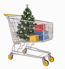 Image showing Isolated Shopping Cart With Gifts