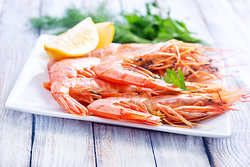 Image showing boiled shrimps