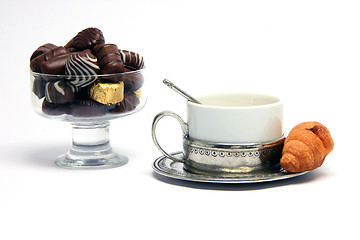 Image showing teacup croisant chocolates