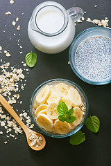 Image showing milk with chia seeds and banana