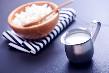 Image showing fresh milk and cottage 