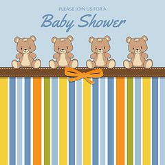 Image showing Delicate baby shower card with teddy bears