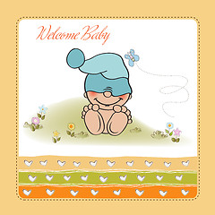 Image showing baby boy shower card with funny little baby