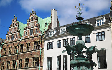 Image showing Fountain Stork on Amagertorv in Copenhagen, Denmark