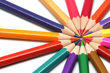 Image showing circle of colour pencils