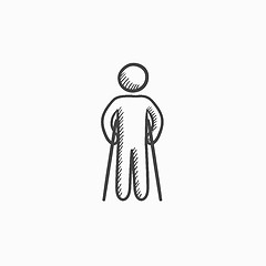 Image showing Man with crutches sketch icon.