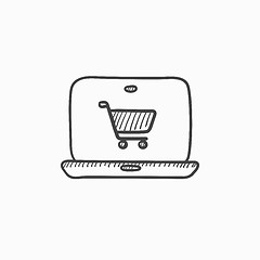 Image showing Online shopping sketch icon.