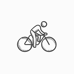 Image showing Man riding  bike sketch icon.