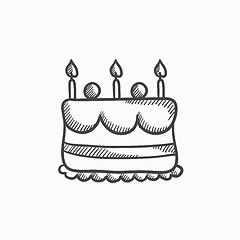 Image showing Birthday cake with candles sketch icon.