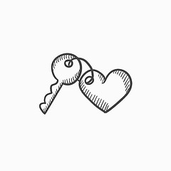 Image showing Trinket for keys as heart sketch icon.