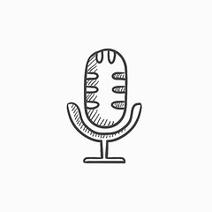 Image showing Retro microphone sketch icon.