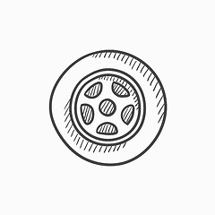 Image showing Car wheel sketch icon.
