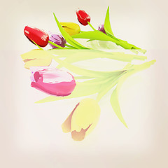 Image showing Tulip flower. 3D illustration. Vintage style.