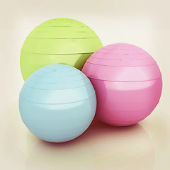 Image showing Fitness balls. 3D illustration. Vintage style.