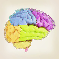Image showing Creative concept of the human brain. 3D illustration. Vintage st