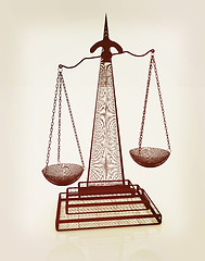 Image showing scales of justice. 3D illustration. Vintage style.