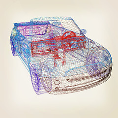 Image showing 3d model cars . 3D illustration. Vintage style.