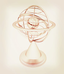 Image showing Terrestrial globe model . 3D illustration. Vintage style.