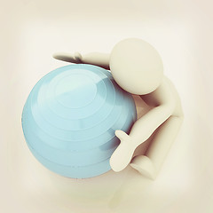 Image showing 3d man exercising position on fitness ball. My biggest pilates s