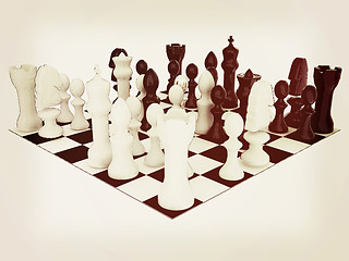 Image showing Chess. 3D illustration. Vintage style.