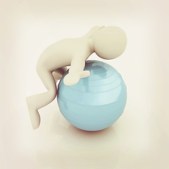 Image showing 3d man exercising position on fitness ball. My biggest pilates s