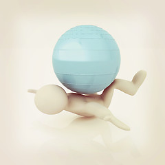 Image showing 3d man exercising position on fitness ball. My biggest pilates s