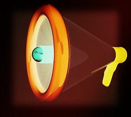 Image showing Loudspeaker as announcement icon. Illustration on black. 3D illu