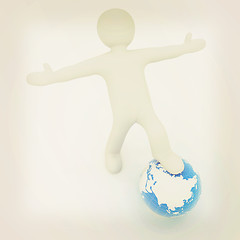 Image showing 3d man and earth. Global business concept: the whole earth at my