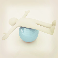 Image showing 3d man exercising position on fitness ball. My biggest pilates s