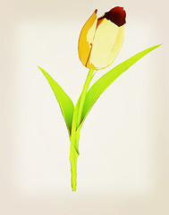 Image showing Tulip flower. 3D illustration. Vintage style.