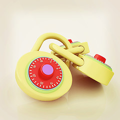 Image showing pad lock. 3D illustration. Vintage style.