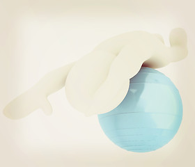 Image showing 3d man exercising position on fitness ball. My biggest pilates s