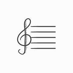 Image showing Treble clef sketch icon.