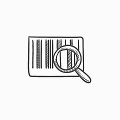 Image showing Magnifying glass and barcode sketch icon.