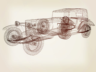 Image showing 3d model retro car. 3D illustration. Vintage style.