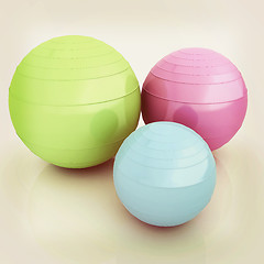 Image showing Fitness balls. 3D illustration. Vintage style.