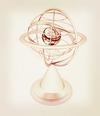 Image showing Terrestrial globe model . 3D illustration. Vintage style.