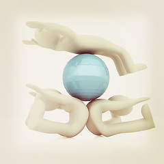 Image showing 3d man exercising position on fitness ball. My biggest pilates s