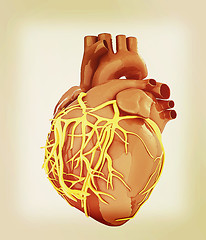 Image showing Human heart. 3D illustration. Vintage style.