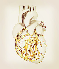 Image showing Human heart. 3D illustration. Vintage style.