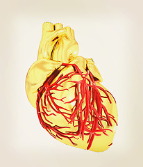 Image showing Human heart. 3D illustration. Vintage style.