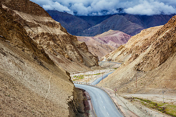 Image showing Srinagar Leh national highway NH-1 in Himalayas. Ladakh, India