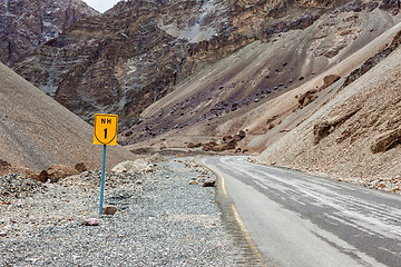 Image showing Srinagar Leh national highway NH-1 in Himalayas. Ladakh, India