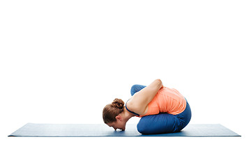 Image showing Woman doing Ashtanga Vinyasa Yoga asana Marichyasana B