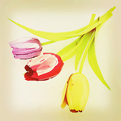 Image showing Tulip flower. 3D illustration. Vintage style.