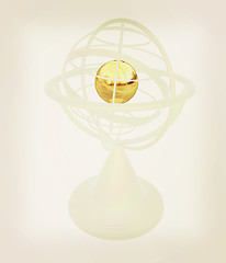 Image showing Terrestrial globe model . 3D illustration. Vintage style.