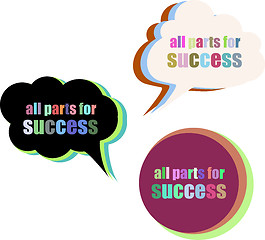 Image showing all parts for success. Set of stickers, labels, tags. Icon set. Icon flat. Vector illustration