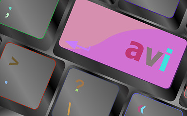 Image showing Closeup of avi key in a modern keyboard keys vector illustration vector keyboard key. keyboard button. Vector illustration